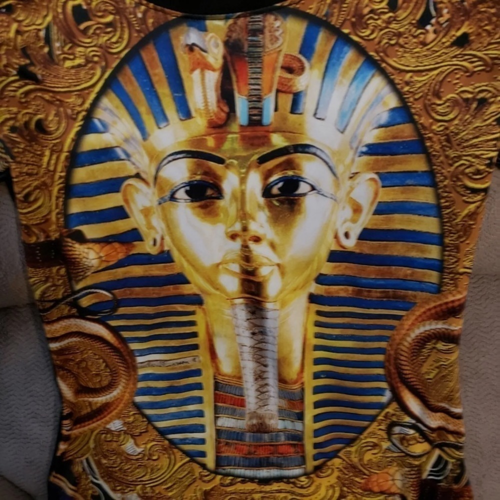 Soho Babe New York City Short Sleeve Top Egyptian Gold Black Junior L